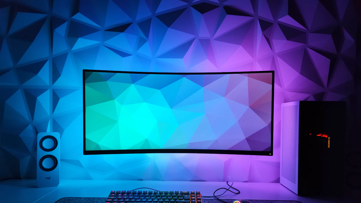 Gas Spring vs Mechanical Monitor Arm: Which Should You Buy? 1 Computer monitor on an ultrawide desk setup, the kind of heavier screen that benefits from a gas spring monitor arm